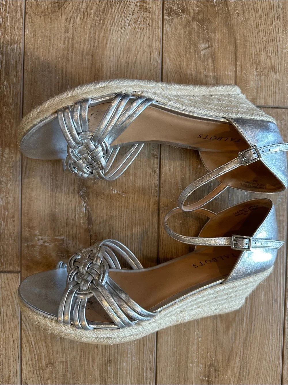 Talbots Silver Lyndsay Woven Espradilles Wedges Size 8